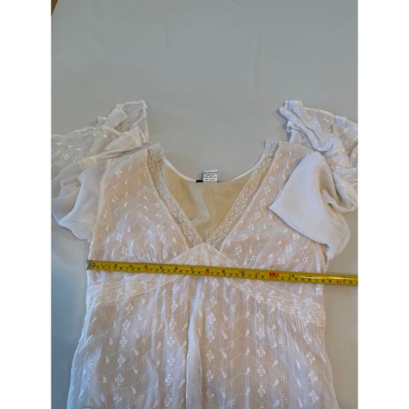 Boston Proper Lace Eyelet Maxi Dress Womens Sz 4 Cottagecore Fairy Whimsy White - Picture 5 of 15